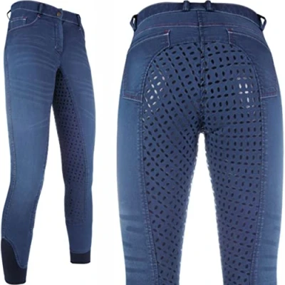 Afbeelding van HKM Rijbroek Summer Demin Easy 3/4 Sil Zitvlak Jeansblauw 44