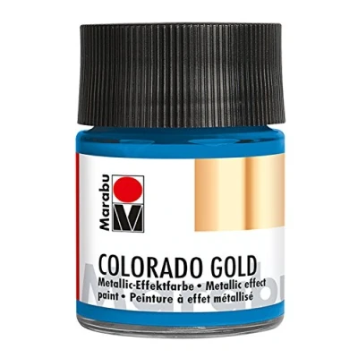 Afbeelding van Marabu 12640005792 Metallic effectverf, Colorado Gold Petrol, 50 ml, op waterbasis, lichtecht, weerbestendig, sneldrogend, voor kwasten en stippen absorberende ondergronden