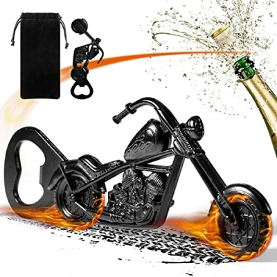 Afbeelding van LKKCHER motorfiets flesopeners, unieke zwarte geschenken voor mannen, Kerstmis verjaardagscadeaus vaders mannen hem vader echtgenoot vriend, cadeau biker bier