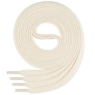 Afbeelding van Di Ficchiano Platte veters; van 100% katoen, voor sneakers en sportschoenen, zeer scheurvast, circa 7 mm breed ecru 120