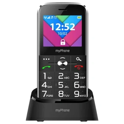 Afbeelding van MP myPhone Halo C 2,2 inch mobiele telefoon voor senioren, zonder contract, met grote toetsen, zaklamp, oplaadstation, dual SIM, bluetooth, batterij 1900 mAh, camera, zwart