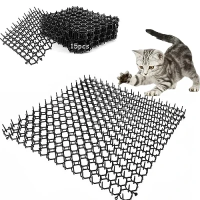 Afbeelding van Doornrooster tegen katten, 15 stuks kattenmat met spikes, doornrooster, dierenbarrière dierenafweer, scat, spike, barrière kattenafweer voor hazen, vogels