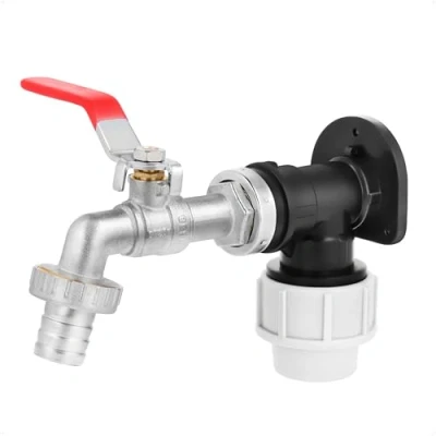 Afbeelding van BFG Tuinkraan, Slang en Waterpijp Kit, 3/4&quot; BSP Inlaat 1&quot; Uitlaat met Tuinslang Einde, MDPE Vrouwelijke 25mm x Muur Bocht, Messing