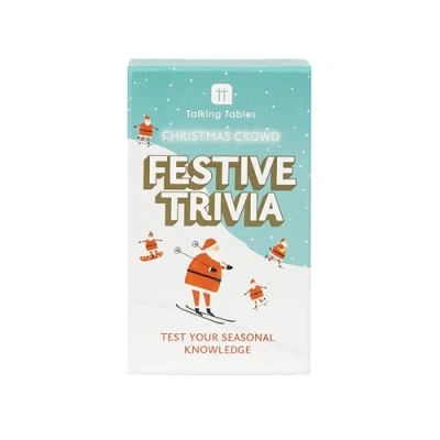 Afbeelding van Talking Tables Christmas Festive Trivia Quiz Game, Secret Santa, Question Kaarten Over Vakanties, Vieringen, Tradities, Diner Party, Fun Travel Pocket Games voor Kinderen, Volwassenen, Kaartspellen,