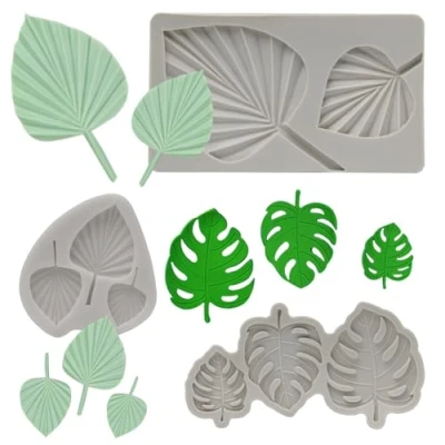 Afbeelding van Neikafan 3 stuks siliconen vormen, bladeren, fondant, uitsteekvormpjes, 3D, monstera, uitsteekvormen, blad, zelf voor doe het handwerk, brood, chocolade, suiker, flippping,