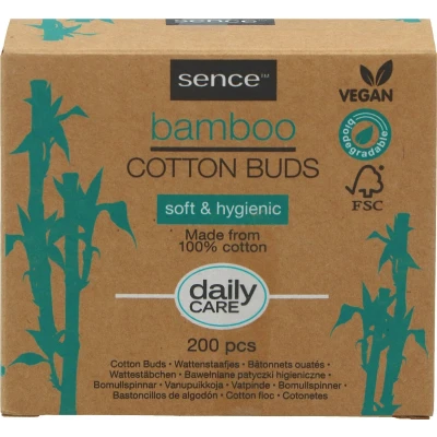 Afbeelding van Sence Vegan Wattenstaafjes Bamboe 200 st