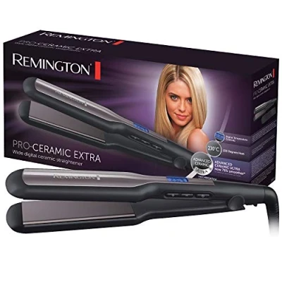 Afbeelding van Remington Stijltang Pro Ceramic Extra (Lange En Brede Platen, Stylingplaten Voor Lang Dik Haar, incl. opbergetui) S5525