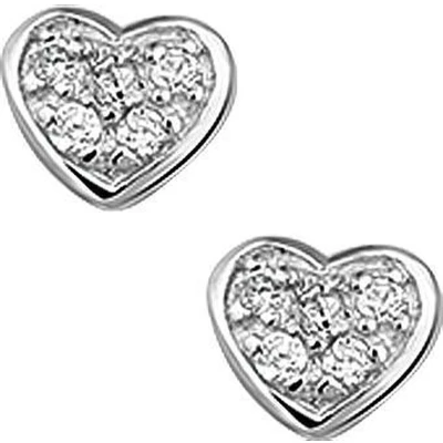 Afbeelding van Oorknoppen Hart Zirkonia Zilver Gerhodineerd Glanzend 5.5 mm x 6