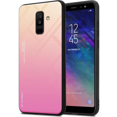 Afbeelding van Cadorabo Hoesje geschikt voor Samsung Galaxy A6 PLUS 2018 in GEEL ROZE Tweekleurige beschermhoes TPU silicone Case