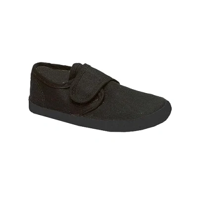 Afbeelding van Jongens Meisjes PE Pumps Zwart Wit Unisex Kinderen Volwassenen School Gym Sport Trainers Uniform Pomp Plimsoles Schoenen Sneakers, Zwarte band, 5 UK Child