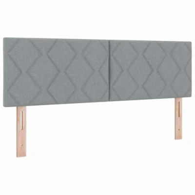 Afbeelding van vidaXL LED Hoofdbord met Diamantblok Ontwerp in Lichtgrijs 144 cm Stof
