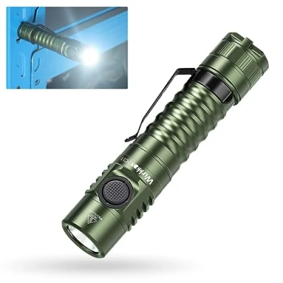 Afbeelding van Wurkkos FC11 MINI led zaklamp, oplaadbaar, 1300 lumen, groot bereik, USBC, tactische zaklamp met IP67, magnetische voor kamperen, CRI 90, groen, 5000 K