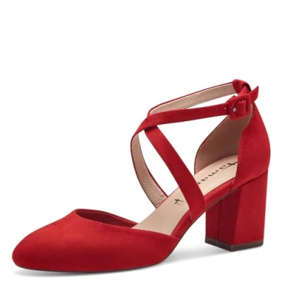 Afbeelding van Tamaris Damespumps textiel blokhak, rood, 40 EU