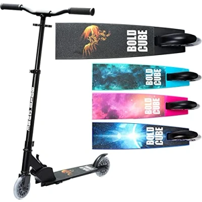 Afbeelding van BOLDCUBE Deluxe Scooter met 2 wielen voor kinderen van 6 14 jaar opvouwbare wielige scooters 8 12 tienerjongens meisjes in hoogte verstelbare step