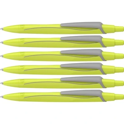 Afbeelding van Schneider 131925 Reco Neon Edition balpen (van gerecycled kunststof, bekroond met de blauwe engel, schrijfkleur: blauw) neongeel, 6 stuks