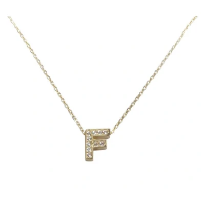 Afbeelding van Gouden ketting met F zirkonia hanger