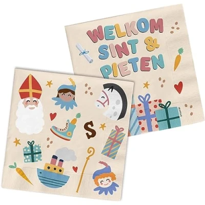 Afbeelding van Folat Servetten Sint en Pieten 12,5 x cm 20 stuks