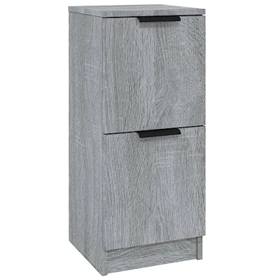 Afbeelding van vidaXL Dressoir 30x30x70 cm bewerkt hout grijs sonoma eikenkleurig, kast, wandkast, lage nachtkastje opbergkast, ladekast, opslagmeubel