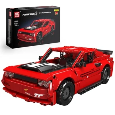 Afbeelding van Mould King 15080 Technik Speed Champions Dodg Challenger sportwagen, bouwstenen met terugtrekmotor, racewagen, klembouwstenen, autobouwset voor kinderen, fans, volwassenen (738 delen)