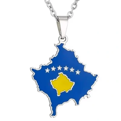 Afbeelding van Ketting Kosovo Kaart Zilverkleurig Vlag