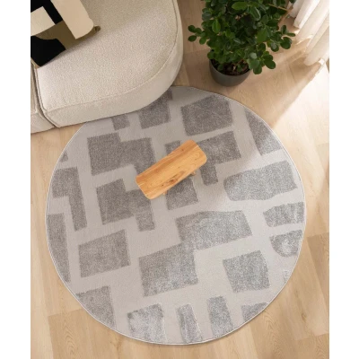 Afbeelding van Rond Vloerkleed Scandinavisch Contour Stone Grijs 240 Cm