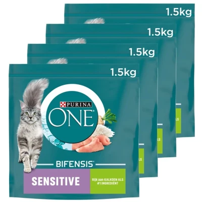 Afbeelding van 4x Purina ONE Sensitive Kalkoen 1,5 kg