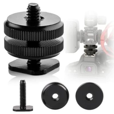 Afbeelding van MOJOGEAR Cold Shoe adapter voor mount 1/4 inch schroef camera accessoires Metaal Zwart