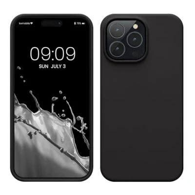 Afbeelding van kwmobile telefoonhoesje geschikt voor Apple iPhone 14 Pro Max Hoesje met siliconen coating Smartphone case in mat zwart