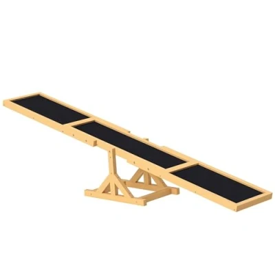 Afbeelding van PawHut Hundewippe, Hunde Agility Wippe aus Holz, Rutschfest Agilitäts Rampe für unter 30 kg, Balance, 180 x cm Gelb
