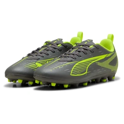 Afbeelding van PUMA Ultra 5 Play MG JR voetbalschoen, mat verouderd zilver geel alarm zilver, UK, Matte Aged Silver Yellow Alert Silver, UK