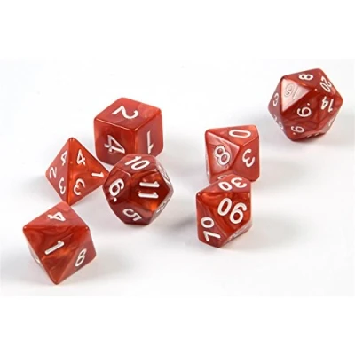 Afbeelding van 7 polyhedral dobbel stenen voor rol en tafelspellen in Rood met zakje