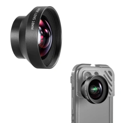 Afbeelding van NEEWER HD 18 mm 100 groothoeklens alleen voor 17 draad achterplaat, 0,5x vergroting compatibel met SmallRig iPhone Samsung telefoonkooi lensadapter, LS 42