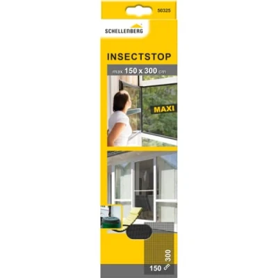 Afbeelding van Schellenberg 50325 horrengaas voor grote ramen, houdt muggen en andere insekten buiten, bevestiging zonder boren, zagen of schroeven, 150 x 300 cm, antraciet
