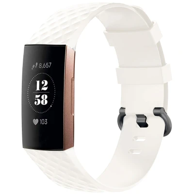Afbeelding van Siliconen bandje voor de Fitbit Charge 3 / 4 Wit iMoshion En TPU (zacht)