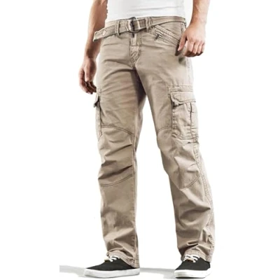 Afbeelding van Timezone BenitoTZ Cargobroek voor heren, met stoffen riem, Dune Brown, 31W x 32L