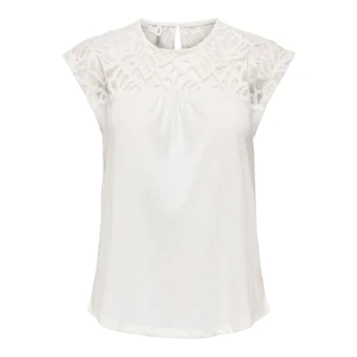 Afbeelding van Onlsindy Life S/S O Neck Mix Top JRS, cloud dancer, L