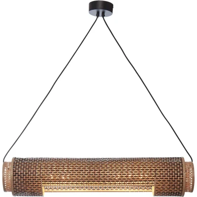 Afbeelding van Good&amp;Mojo Hanglamp Bhutan Bamboe Cilinder Naturel Zwart 85x15x15cm