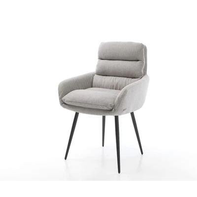 Afbeelding van Armleunstoel Abelia Flex met armleuning 4 poot conisch zwart stripes lichtgrijs