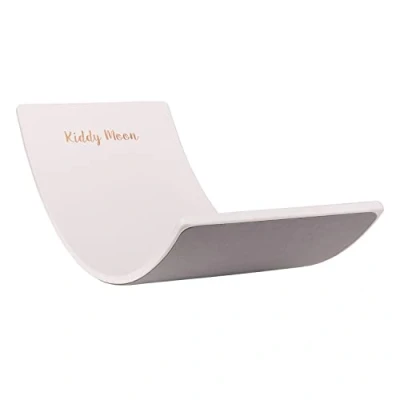 Afbeelding van KiddyMoon houten evenwichtsbord voor kinderen, baby&#039;s montessori speelgoed, evenwicht, evenwicht wiebelbord wit