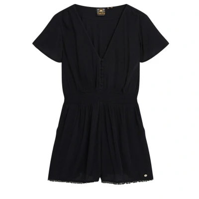 Afbeelding van Superdry Short Sleeve Playsuit Strandaccessoire, Dames, Maat: 36, Eclipse navy