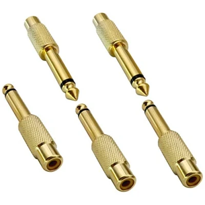 Afbeelding van AAOTOKK RCA naar 1/4 Adapter, Vergulde Vrouwelijk 6,35 mm (1/4&quot;) Mono Mannelijke Plug Quarter Inch Adapter 6.35mm TS Jack Audio Connector (5 Pack)