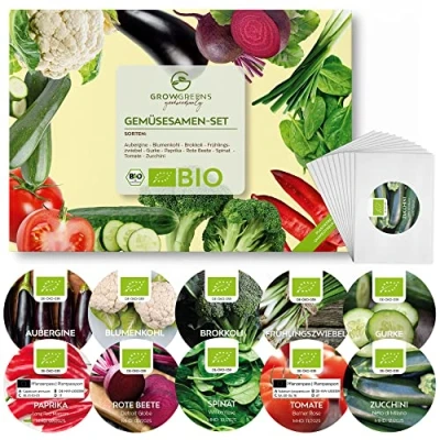 Afbeelding van BIO Groenten zaden Set biologisch met 10 Groentevariëteiten Groentezaden Mix Groeiset voor aanplant ideaal Terras, Balkon, Tuin &amp; moestuin
