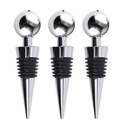 Afbeelding van TRIXES Wijnstoppers voor flessen Champagne Stoppers Set van 3 roestvrijstalen flesstopstoppen, afdichtingen Keukenaccessoires Bar Accessoires Vacuümsealers
