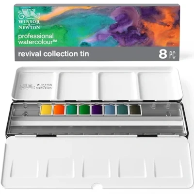 Afbeelding van Winsor &amp; Newton Professionele aquarel, Revival Collectie Tin, Half Pan Set van 8