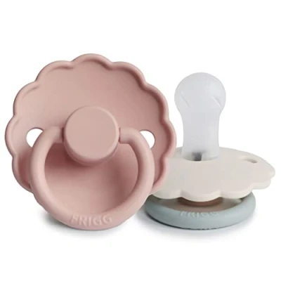 Afbeelding van FRIGG Daisy siliconen fopspeen verpakking van 2 stuks symmetrische zuiger in kersenvorm BPA vrij gemaakt Denemarken (maat 1 (0 6 maanden), blush/cotton candy)
