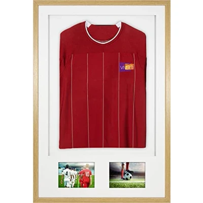 Afbeelding van Vivarti DIY volwassen 3D gemonteerd + dubbel diafragma sportshirt display frame 61 x 91,5 cm eiken frame, witte montage, backing kaart