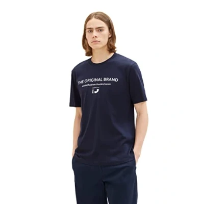 Afbeelding van TOM Tailor Denim Tshirt print, Heren, Maat: Small, Sky captain blue