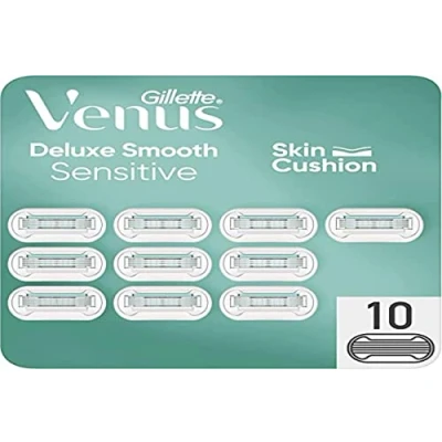Afbeelding van Gillette Venus Deluxe Smooth Sensitive Scheermesjes voor dames, met 5 messen, 10 stuks