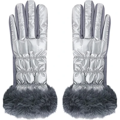 Afbeelding van Handschoenen metallic met bont Grijs Polyester One size
