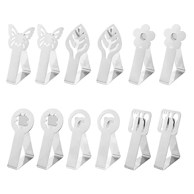 Afbeelding van WYRGQIQN 12 stuks Tafelkleedklemmen, Tafelklemmen Roestvrij Staal Tafelklem Tafelkleed Klemmen Zilverkleurig, voor thuis, buitenfeesten, picknicks, restaurants, bruiloften, buffetten